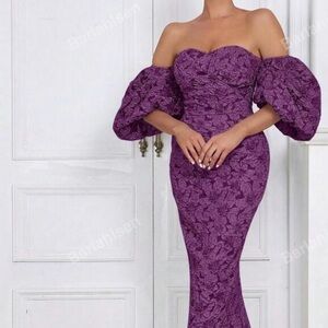Elegant Purple Off-Shoulder Dress  Size XL